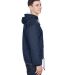 8915 UltraClub® Adult Nylon Fleece-Lined Hooded J in Navy side view