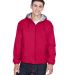 8915 UltraClub® Adult Nylon Fleece-Lined Hooded J in Red front view
