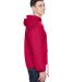 8915 UltraClub® Adult Nylon Fleece-Lined Hooded J in Red side view