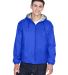 8915 UltraClub® Adult Nylon Fleece-Lined Hooded J in Royal front view