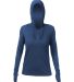 Anetik WSBRZH0 Women's Breeze Tech Hooded Long Sle in Navy heathered front view