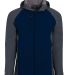 Holloway 229157 Raider Hooded Soft Shell Jacket in Carbon print/ navy front view
