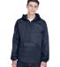 8925 UltraClub® Adult 1/4-Zip Hooded Nylon Pullov in True navy front view