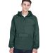 8925 UltraClub® Adult 1/4-Zip Hooded Nylon Pullov in Forest green front view