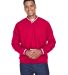 8926 UltraClub® Adult Long-Sleeve Microfiber Cros in Red/ white front view