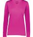 Holloway 222824 Women's Momentum Long Sleeve V-Nec in Power pink front view
