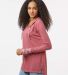 MV Sport W19439 Women's Heathered Jersey Hooded Tu in Dusty rose side view