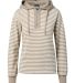 MV Sport W24128 Women's Alina Henley Hooded Sweats in Atmosphere/ ecru stripe front view