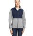 Nautica N17387 Women's Navigator Fleece Full-Zip J in Oxford heather/ navy front view