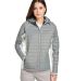 Nautica N17187 Women's l Mile Hooded Puffer Jacket in Graphite/ antique white front view