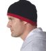 8132 UltraClub® Two-Tone Acrylic Knit Beanie BLACK/ DARK RED side view