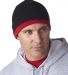 8132 UltraClub® Two-Tone Acrylic Knit Beanie BLACK/ DARK RED front view