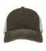 The Game Hats GB460 Pigment-Dyed Trucker Cap in Army green/ stone front view