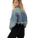 Stilo Apparel FS29226 Cropped Denim Jacket in Denim back view