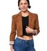 Stilo Apparel FS27396 Cropped Blazer Jacket in Brown front view