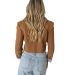 Stilo Apparel FS27396BS GEBERDINE CROP BLAZER in Brown sugar back view
