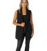 Stilo Apparel FS27277 KNIT CREPE LONG DOUBLE BREAS in Black front view