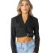 Stilo Apparel FS30368 Cropped Blazer with Leather  in Black front view