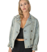 Stilo Apparel FS29335 Cropped Denim Trench Blue in Bleach front view