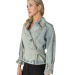 Stilo Apparel FS29335 Cropped Denim Trench Blue in Bleach side view