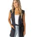 Stilo Apparel FS27232 KNIT CREPE LONG VEST W/ WRAP in Black front view