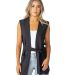 Stilo Apparel FS27232 KNIT CREPE LONG VEST W/ WRAP in Black side view
