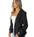 Stilo Apparel FS30118 KNIT CREPE SEQUIN HOODIE BLA in Black side view