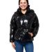Stilo Apparel FS27825 Shiny Puffer Hoodie Jacket in Black