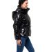 Stilo Apparel FS27825 Shiny Puffer Hoodie Jacket in Black