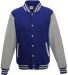 AWDis JHA043 Letterman Jacket in Royal blue/heather grey front view