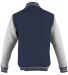 AWDis JHY043 Youth Heavyweight Letterman Jacket in Oxford navy/ heather grey back view