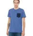 BELLA+CANVAS 3021 Unisex Cotton Pocket Tee in Hthr tr roy/ nvy front view