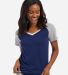 Boxercraft BW2204 Women's Colorblocked V-Neck T-Sh in Navy