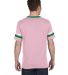 Augusta Sportswear 360 Two Sleeve Stripe Jersey in Light pink/ kelly/ white back view