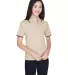 D140W Devon & Jones Ladies’ Tipped Perfect Pima  STONE/ NAVY front view