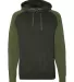 Independent Trading Co. - Raglan Hooded Pullover - Charcoal Heather/ Army Heather front view