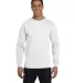 5286 Hanes® Heavyweight Long Sleeve T-shirt White front view