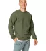 Hanes P160 ecosmart crewneck sweatshirt Fatigue Green front view