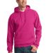 996M JERZEES NuBlend Hooded Pullover Sweatshirt in Cyber pink front view
