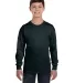 Hanes Youth Tagless 100 Cotton Long Sleeve T Shirt Black front view