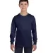 Hanes Youth Tagless 100 Cotton Long Sleeve T Shirt Navy front view