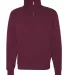 JERZEES 995 Adult New Blend Zip Cadet Collar Sweat Maroon front view