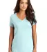 District Made DM1170L Ladies Perfect Weight V Neck Seaglass Blue front view