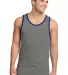 District Young Mens Cotton Ringer Tank DT1500 Grey/Dp Royal front view