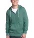 District Young Mens Marled Fleece Full Zip Hoodie  Mrld Evergreen front view