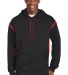 Sport Tek Tech Fleece Hooded Sweatshirt F246 in Black/true red front view