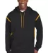 Sport Tek Tech Fleece Hooded Sweatshirt F246 in Black/gold front view