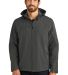 Port Authority Textured Hooded Soft Shell Jacket J in Charcoal front view