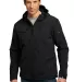 Port Authority Textured Hooded Soft Shell Jacket J Black front view