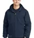 CornerStone Duck Cloth Hooded Work Jacket J763H Navy front view